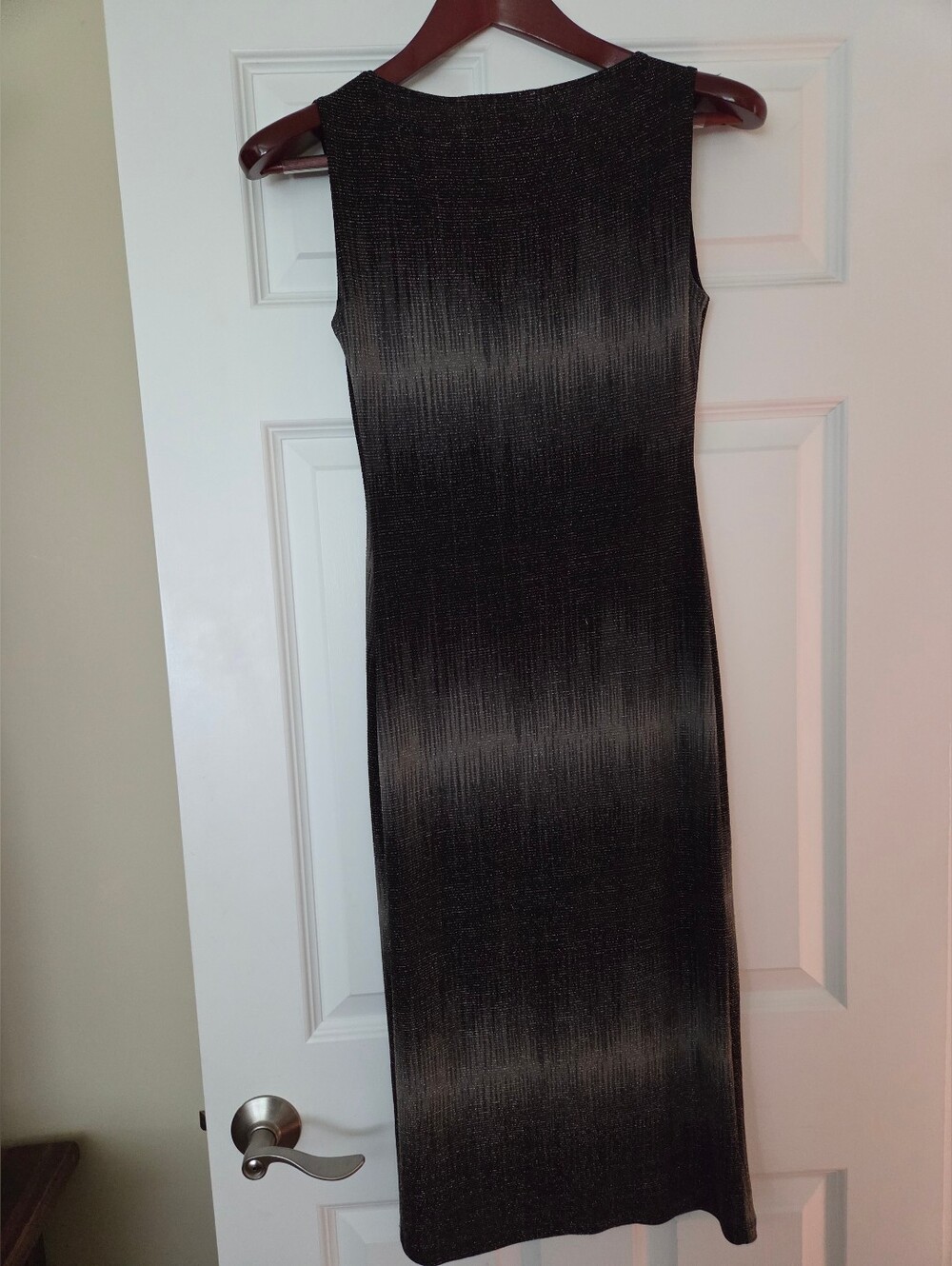 Lucent Black Shimmery Ribbed Sleeveless  Midi Dress Large Excellent